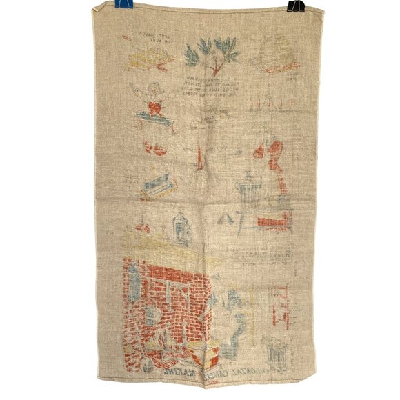 Colonial Candle Making Linen Tea Towel Vintage 27" X 16.5" Rustic Kitchen - Picture 4 of 8